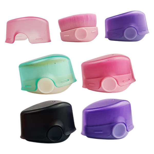 Brocha compacta de bolsillo para aplicación de maquilla 4 colores diferentes