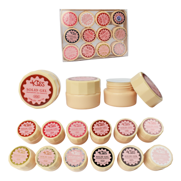 Gel sólido UV led Kiss 5g presentación frasco color piel