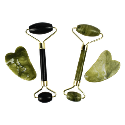 [6971274127844] Rodillo y guasha de jade colores surtidos caja transparente